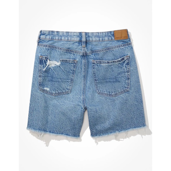 American Eagle Distressed Denim Baggy Mom Shorts Women's Size 10 Blue - Picture 4 of 9